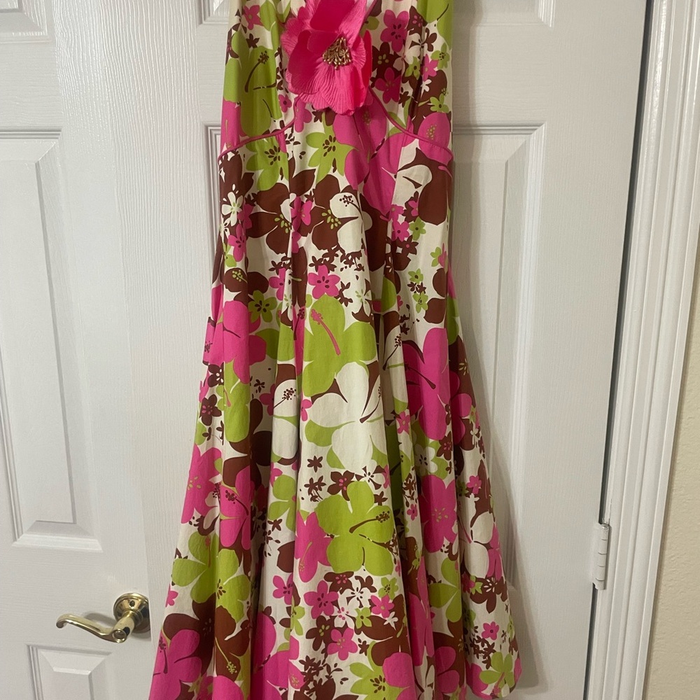 Eliza J Pink Floral Print Dress with Green Accents - Picture 2 of 3